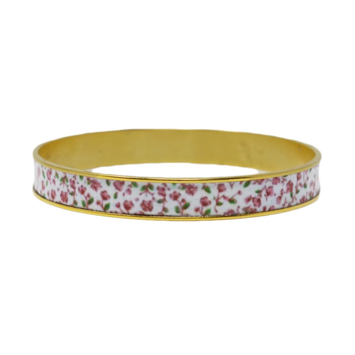 Pink Floral Bangle Bracelet