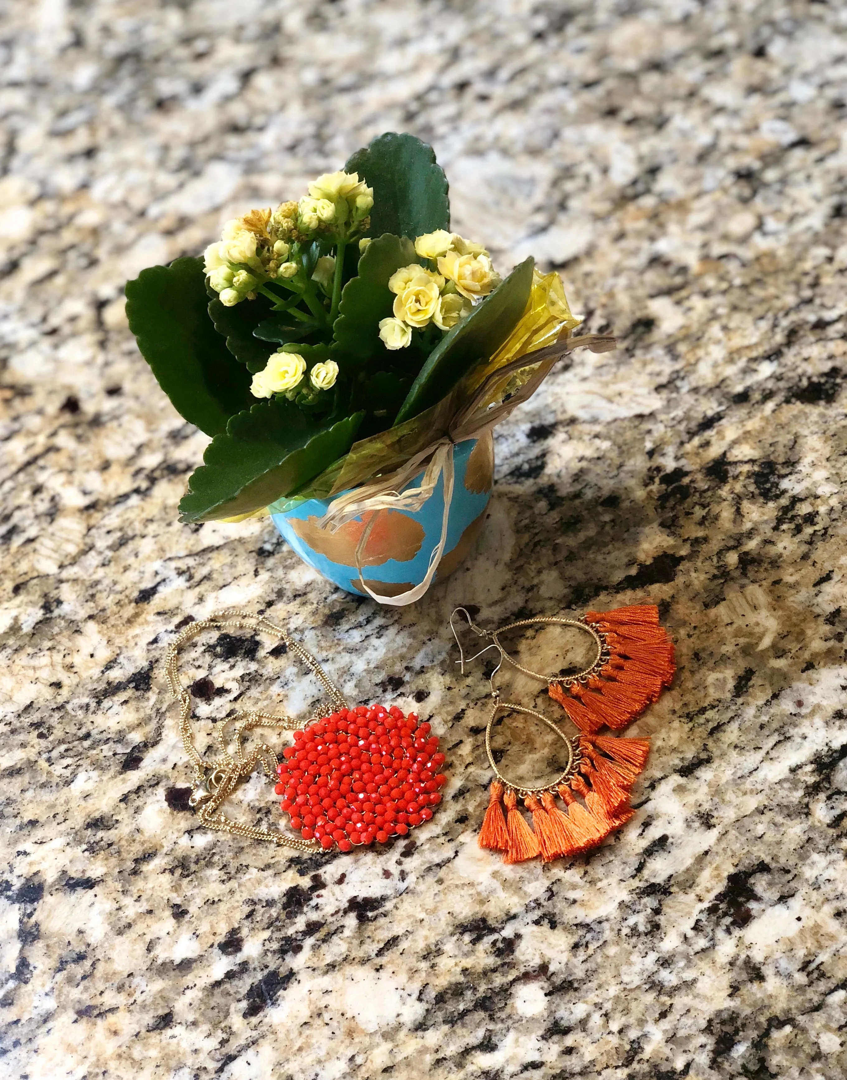 Poppy Deep Orange Swirl Bead Necklace