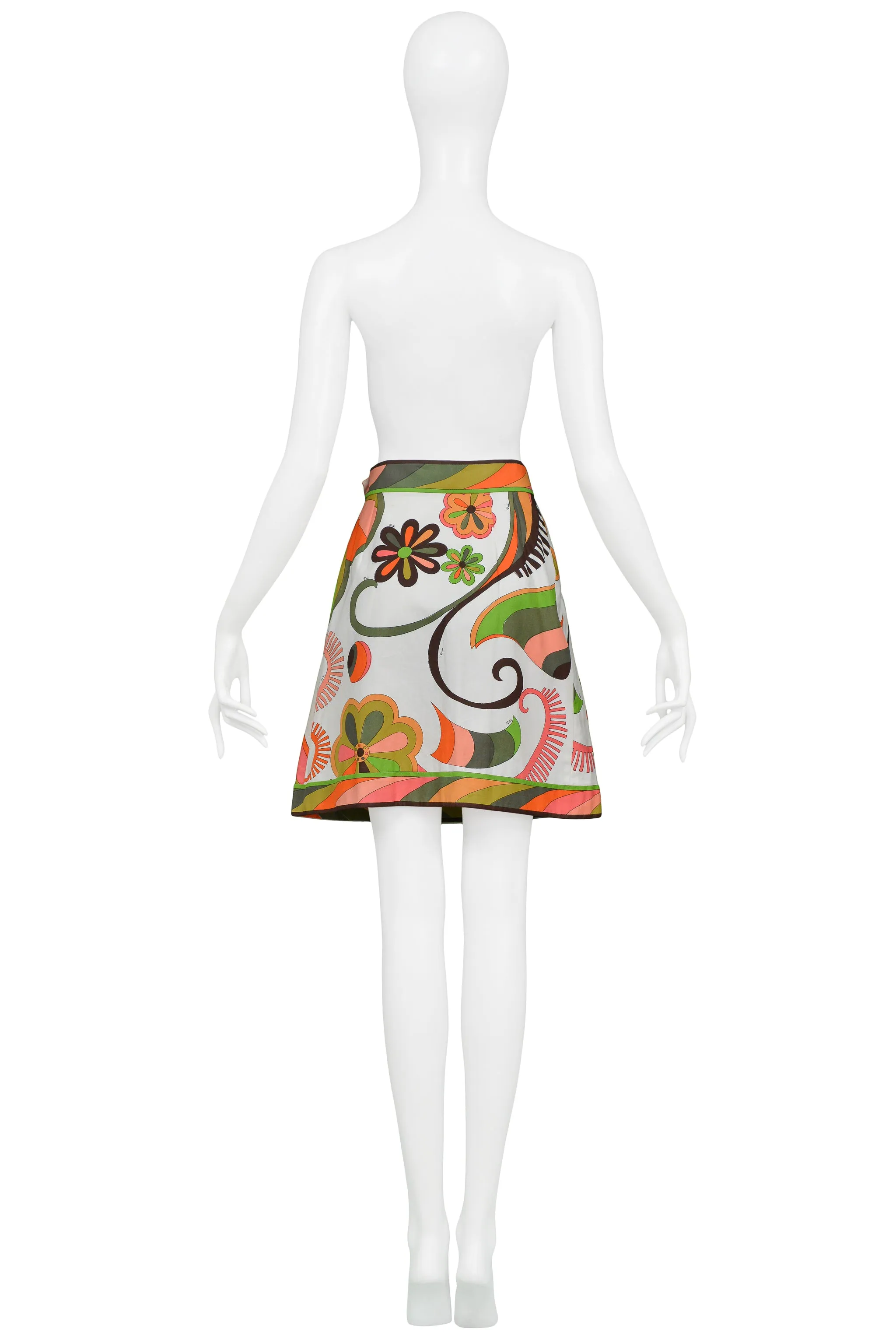 PUCCI MULTICOLOR ABSTRACT FLORAL PRINT COTTON DAY SKIRT