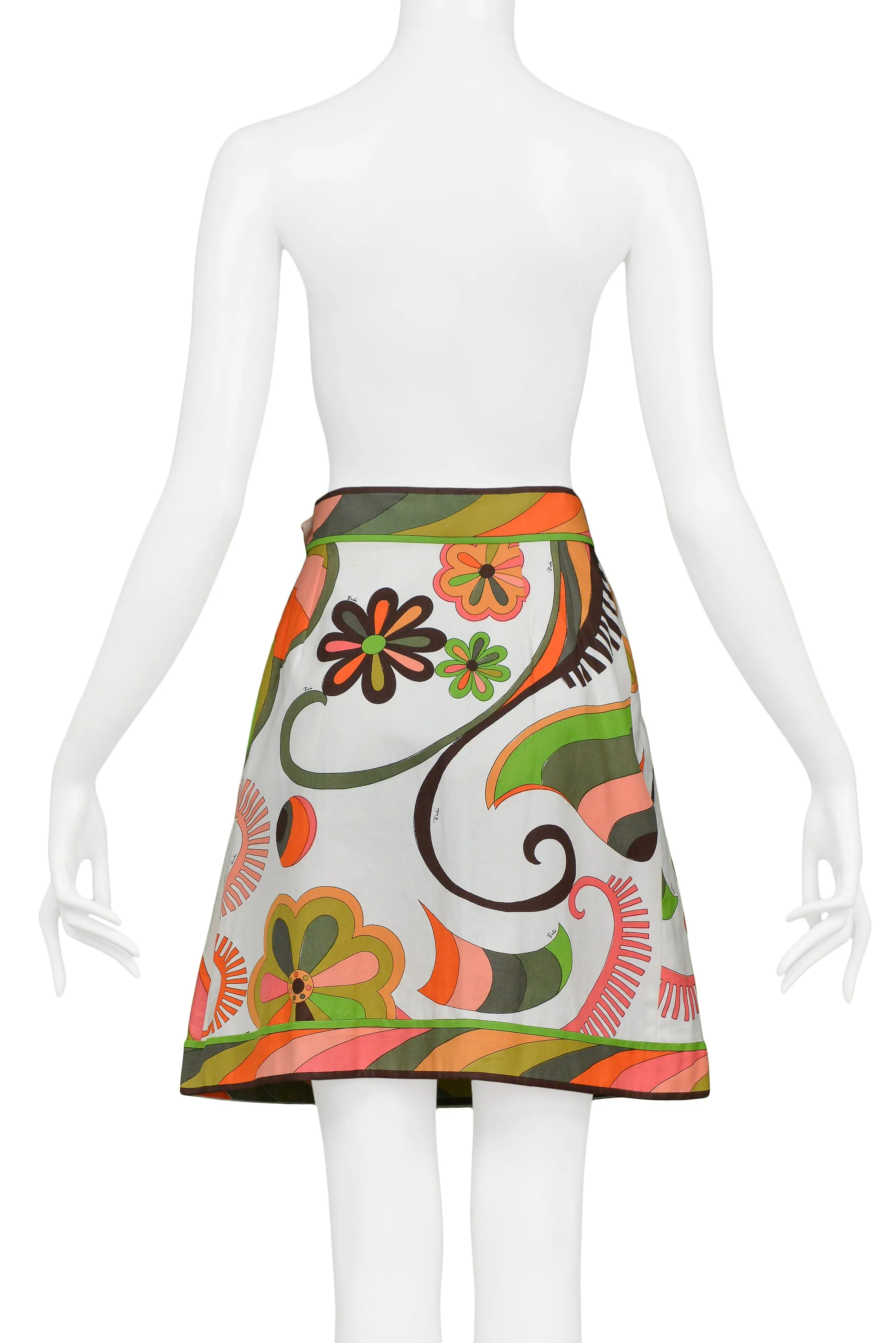 PUCCI MULTICOLOR ABSTRACT FLORAL PRINT COTTON DAY SKIRT