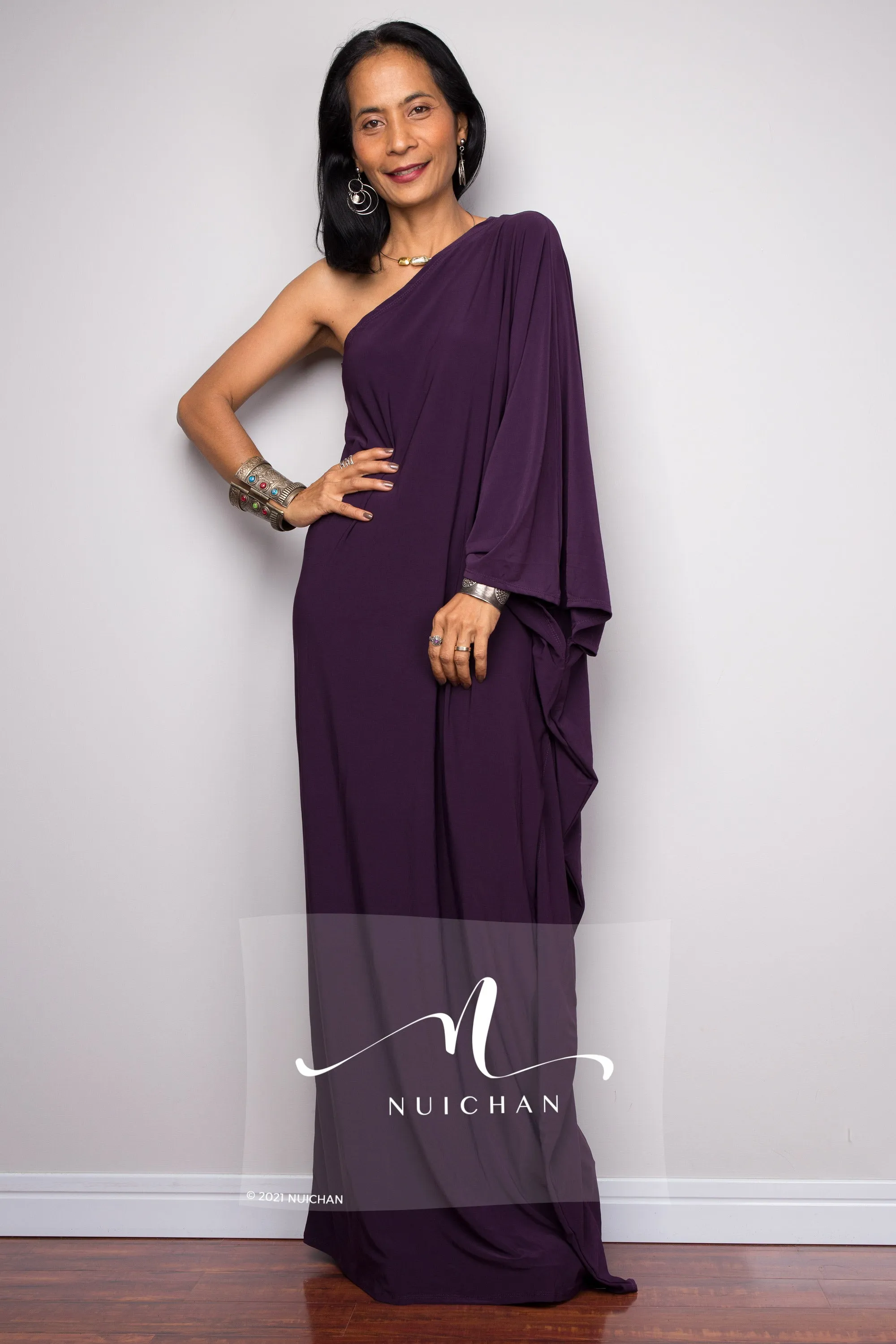 Purple one shoulder dress