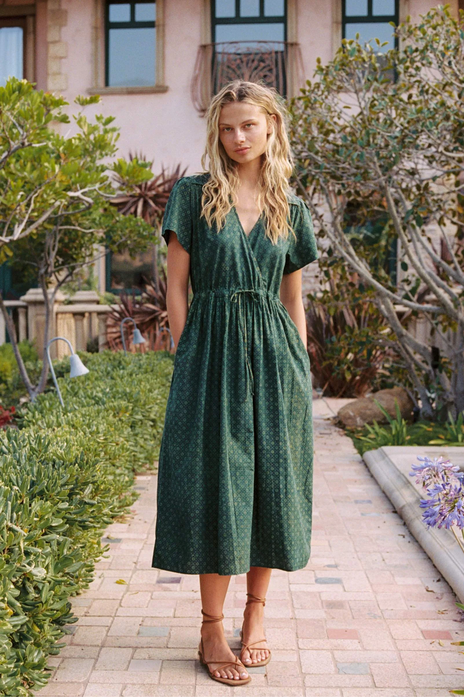 The Dawn Dress | Green Petunia Dot