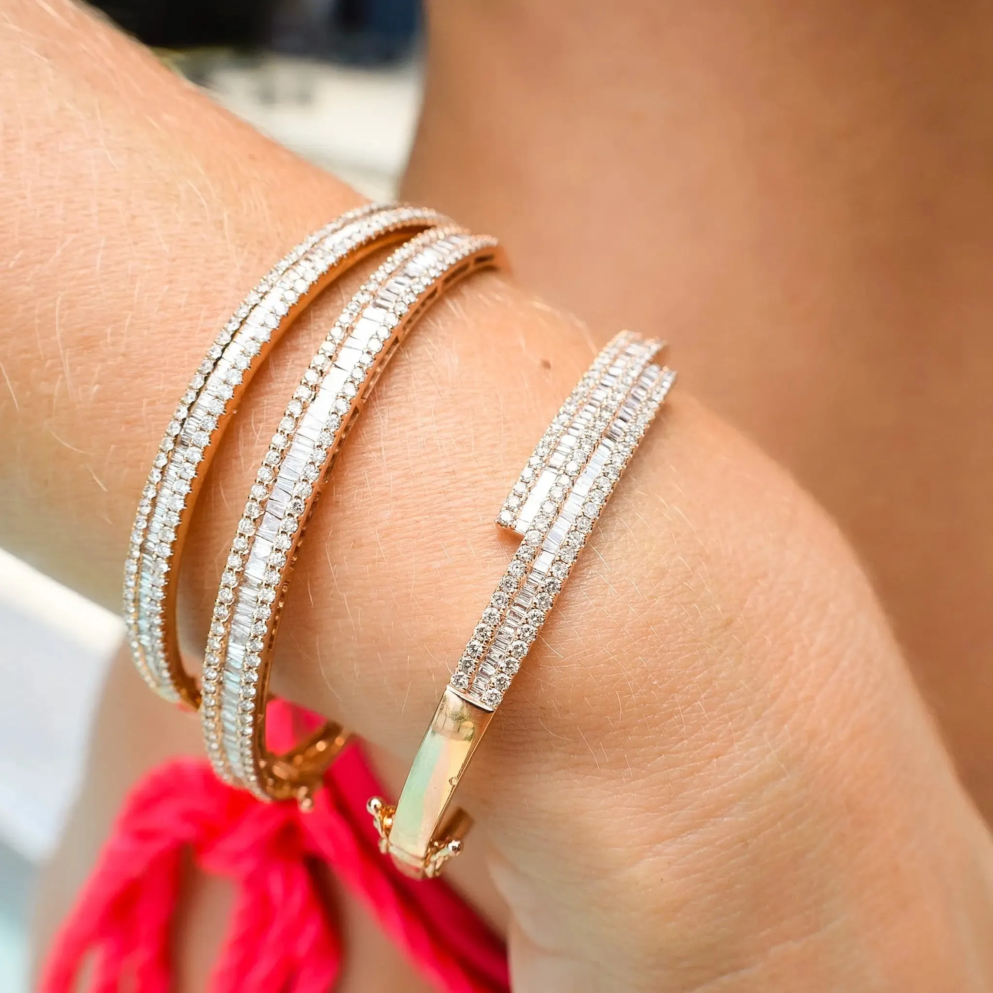 Triple Row Diamond Bangle