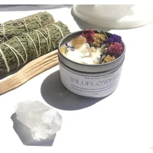 WILD FLOWERS Candle Soy Wax crystal infused  Botanical